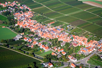 Aerial view of Village - view on the edge ofwine yards in Niederhorbach in the state Rhineland-Palatinate