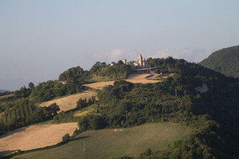 Drone recording of Isola di Fano in the state The Marches, Italy