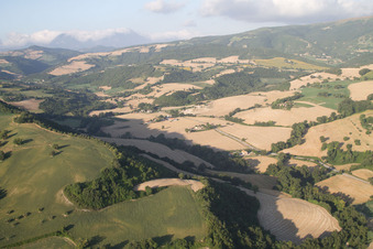 Aerial photograpy of Isola di Fano in the state The Marches, Italy