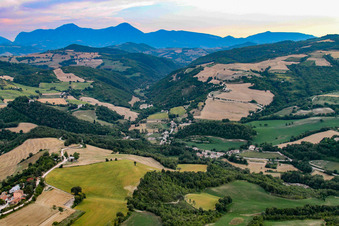 Aerial view of Cartoceto in the state The Marches, Italy