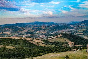 Cartoceto in the state The Marches, Italy from the plane