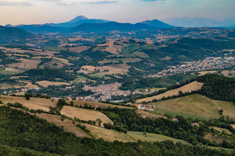 Bird's eye view of Cartoceto in the state The Marches, Italy