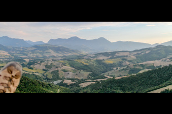 Cartoceto in the state The Marches, Italy viewn from the air
