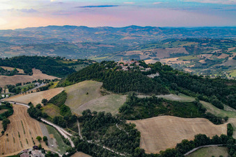 Cartoceto in the state The Marches, Italy seen from a drone