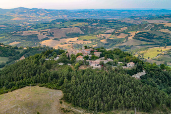 Aerial view of Cartoceto in the state The Marches, Italy
