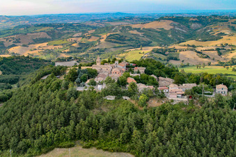 Aerial photograpy of Cartoceto in the state The Marches, Italy
