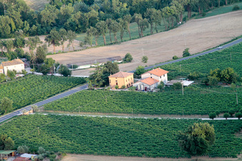 Aerial photograpy of Santa Maria della Valle in the state The Marches, Italy