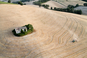 Santa Maria della Valle in the state The Marches, Italy seen from above