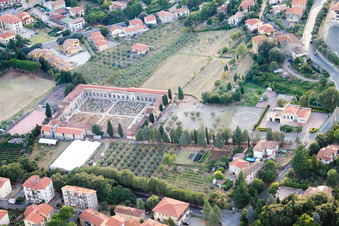 Cemetery with helipad in Castiglion Fiorentino in the state Arezzo, Italy