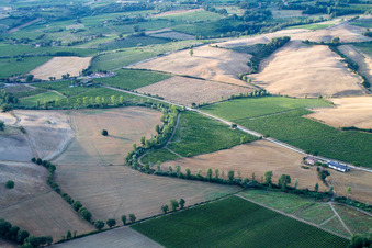 Aerial view of Montefollonico in the state Tuscany, Italy