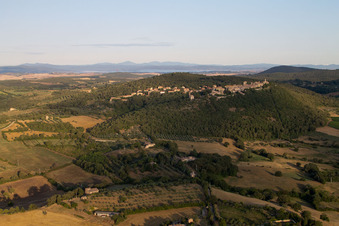 Aerial photograpy of Montefollonico in the state Tuscany, Italy