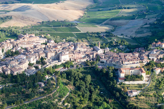 Bird's eye view of Montepulciano in the state Siena, Italy