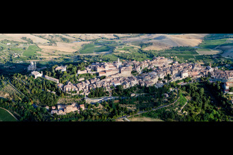 Panorama of the town area and the surrounding area in Montepulciano in the state Siena, Italy