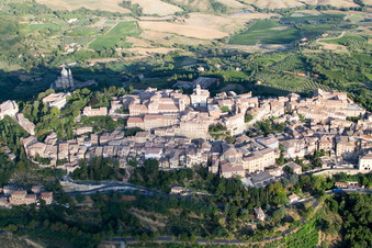 Drone recording of Montepulciano in the state Siena, Italy