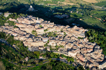 View of the streets and houses in the residential areas in Montepulciano in the state Siena, Italy