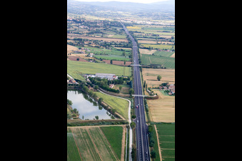 Aerial photograpy of Abbadia di Montepulciano in the state Umbria, Italy