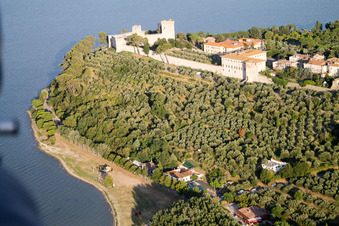 Castiglione del Lago in the state Umbria, Italy from above