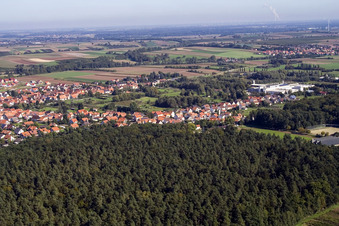 District Schaidt in Wörth am Rhein in the state Rhineland-Palatinate, Germany viewn from the air