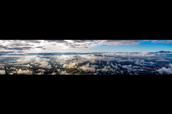Panoramic perspective of Rocky and mountainous landscape with clouds in Montepulciano in Toskana, Italy