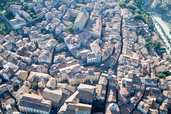 Cortona in the state Arezzo, Italy from above