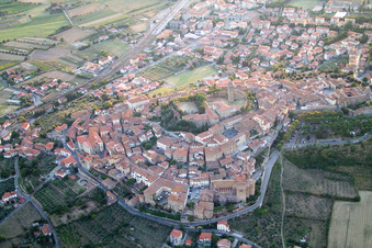 Castiglion Fiorentino in the state Arezzo, Italy from the plane