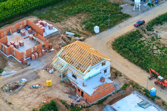Aerial photograpy of Birkenweg in Steinweiler in the state Rhineland-Palatinate, Germany