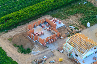 Oblique view of Birkenweg in Steinweiler in the state Rhineland-Palatinate, Germany