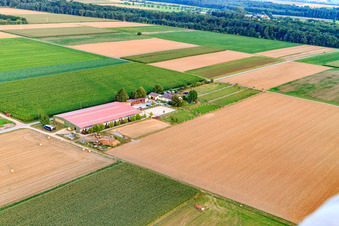 Aerial photograpy of Equestrian center Fohlenhof in Steinweiler in the state Rhineland-Palatinate, Germany