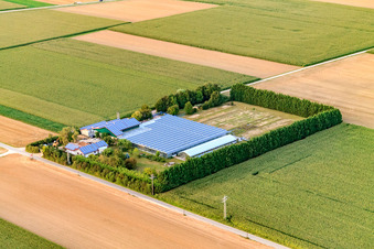 Sudetenhof in Steinweiler in the state Rhineland-Palatinate, Germany from the plane