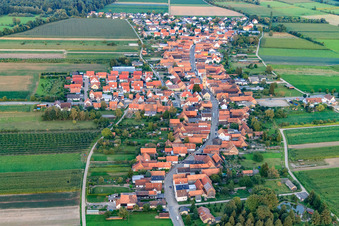 Village view from the west in Erlenbach bei Kandel in the state Rhineland-Palatinate, Germany