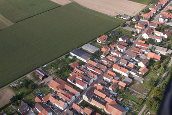 Bird's eye view of Saarstr in Kandel in the state Rhineland-Palatinate, Germany