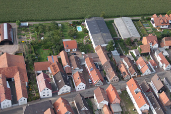 Drone recording of Saarstr in Kandel in the state Rhineland-Palatinate, Germany