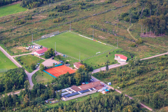 Shooting range Steinweiler and football field Steinweiler in Steinweiler in the state Rhineland-Palatinate, Germany