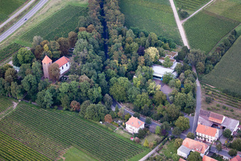 Aerial view of Chapel in the district Wollmesheim in Landau in der Pfalz in the state Rhineland-Palatinate, Germany