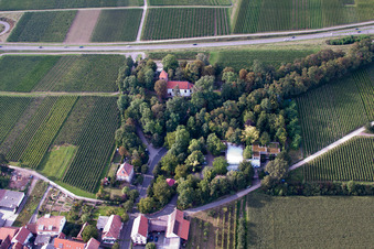 Aerial photograpy of Chapel in the district Wollmesheim in Landau in der Pfalz in the state Rhineland-Palatinate, Germany