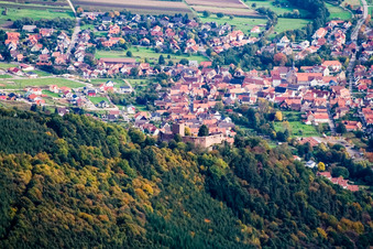 Aerial photograpy of Landeck Ruins in Klingenmünster in the state Rhineland-Palatinate, Germany