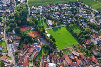 Football field Mörzheim in the district Mörzheim in Landau in der Pfalz in the state Rhineland-Palatinate, Germany from above