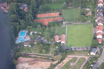District Klingen in Heuchelheim-Klingen in the state Rhineland-Palatinate, Germany seen from a drone