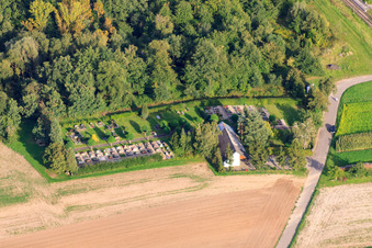 Aerial view of Cemetery in Barbelroth in the state Rhineland-Palatinate, Germany