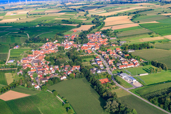 Aerial view of Village view from the northwest in Dierbach in the state Rhineland-Palatinate, Germany