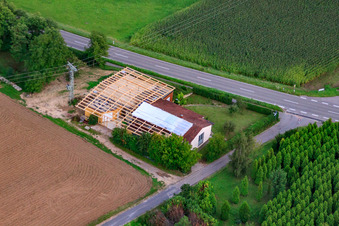 Aerial view of Construction site in the district Schaidt in Wörth am Rhein in the state Rhineland-Palatinate, Germany