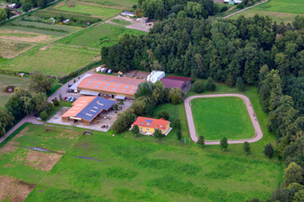 Bienwald Icelandic Horse Stud in Freckenfeld in the state Rhineland-Palatinate, Germany from above