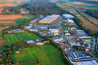 Horst industrial estate from the east in the district Minderslachen in Kandel in the state Rhineland-Palatinate, Germany