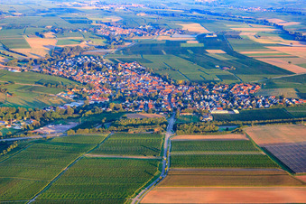 Village view from the east at the A65 exit in Insheim in the state Rhineland-Palatinate, Germany
