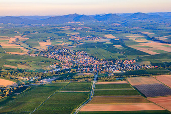 Aerial view of Village view from the east at the A65 exit in Insheim in the state Rhineland-Palatinate, Germany