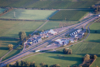 Motorway service area erways Pfaelzer Weinstrasse on the edge of the course of BAB 65 highway in Edesheim in the state Rhineland-Palatinate