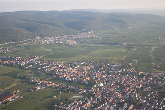 Bird's eye view of District Mußbach in Neustadt an der Weinstraße in the state Rhineland-Palatinate, Germany