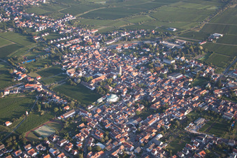 Drone recording of District Mußbach in Neustadt an der Weinstraße in the state Rhineland-Palatinate, Germany