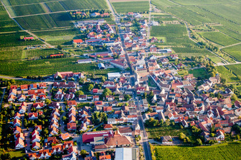Village - view on the edge of wine yards in Herxheim am Berg in the state Rhineland-Palatinate, Germany