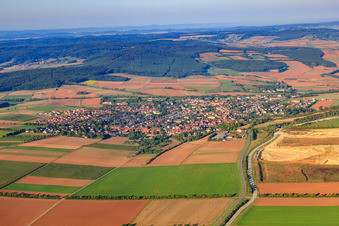 View of the town from the northeast in Göllheim in the state Rhineland-Palatinate, Germany